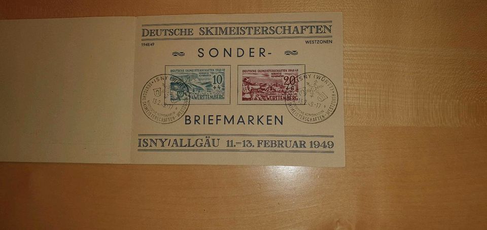 Sonderbriefmarken nordische Skimeisterschaften 1949 in Weitnau