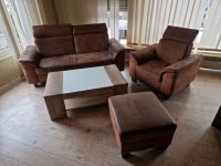 Leder Couch Set 2-Sitzer + Sessel + Hocker Hessen - Glauburg Vorschau