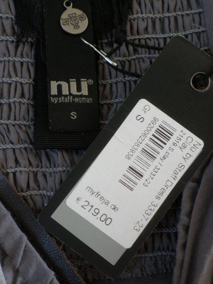 Staff Nü Kleid bestickt Lederbänder grau braun 36 S NEU NP219€ in Üxheim