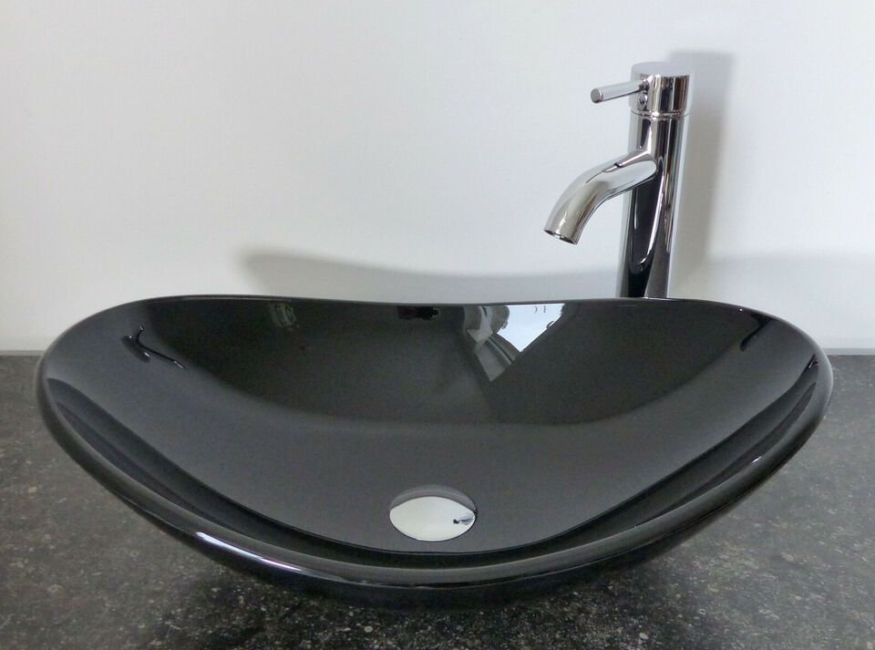 Aufsatz Glaswaschbecken OVAL Waschtisch Bad WC Glas schwarz NEU in Solingen