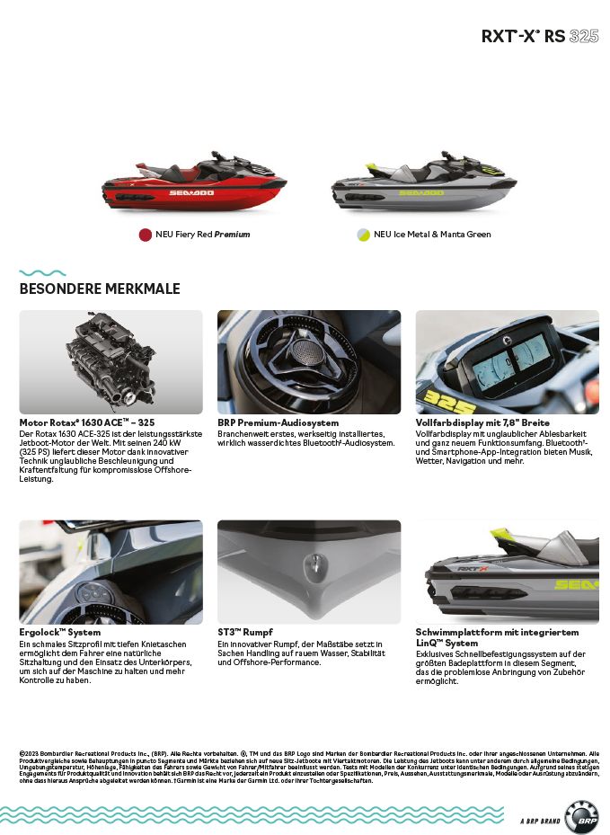 Sea-Doo Jetski RXT - X RS 325 Base *Fiery Red* MY 24 Mwst ausw.b. in Waren (Müritz)