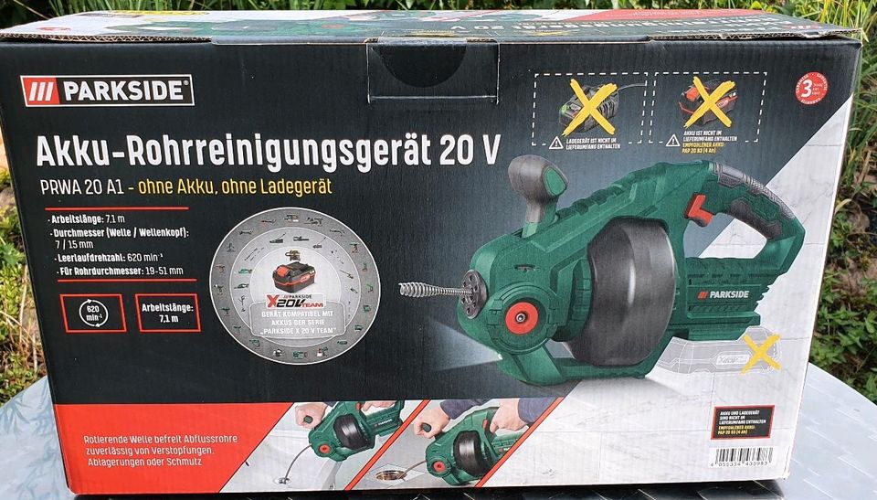 Parkside PRWA 20 A1 Akku Rohrreinigungsgerät 20 V in Brandenburg -  Luckenwalde | eBay Kleinanzeigen ist jetzt Kleinanzeigen