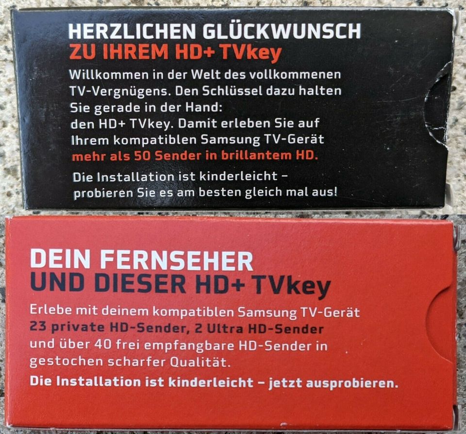 2 x Samsung HD+TV Key-Wert 158€-Original HD+TVkey (12030) je 6Mon in Düsseldorf
