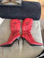 Rote Damenstiefel Größe 37 8cm Absatz Bayern - Essenbach Vorschau