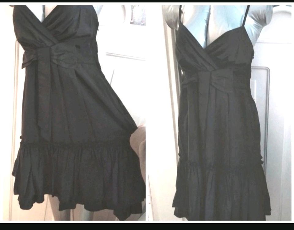 Elegantes Träger Kleid mit großer Schleife Rüschen Gr.40 schwarz in Straubing