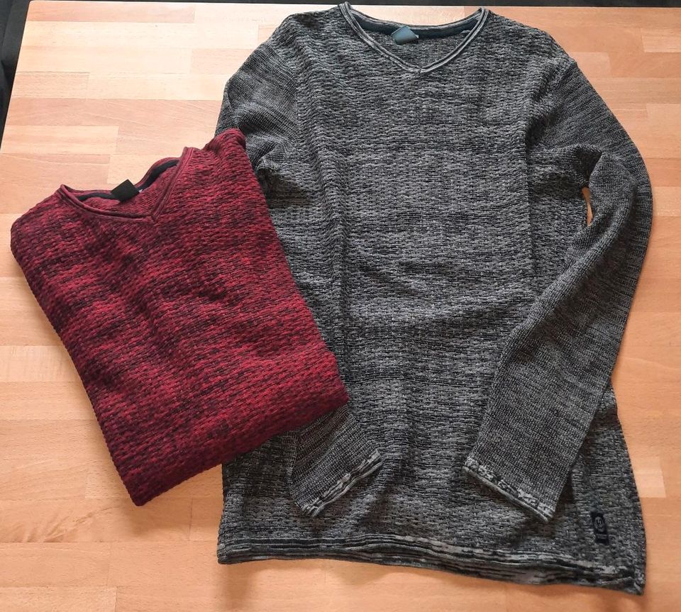 2 Pullover, Tom Tompson, Gr. L, grau und rot, gut erhalten in Oer-Erkenschwick