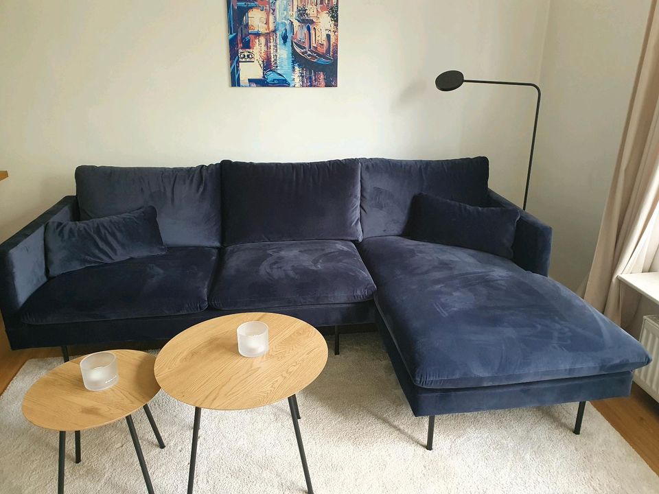 Ecksofa, Eckcouch, samt, blau in Hamburg