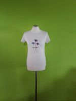 Damen T-Shirt halbarm kurzarm weiß lila Blumen-Motiv 36/38 S Baden-Württemberg - Hemmingen Vorschau