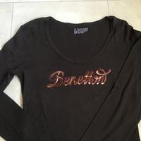 Benetton Shirt langarm Gr. S 36 Braun Glitzer Logo Longsleeve Bayern - Welden Vorschau