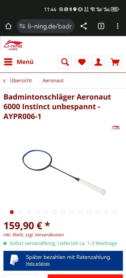 Badmintonschläger LiNing Aeronaut 6000i in Bad Neustadt a.d. Saale