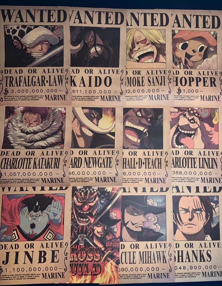 One Piece Steckbriefe (Wanted Poster) Gear5,Law,Kaido,Whitebeard in Herzogenrath