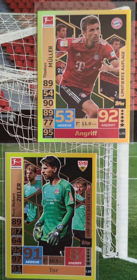 TOPPS Match Attax BL 2018/2019 L18, L26 Zieler, Müller TOP! in Burscheid