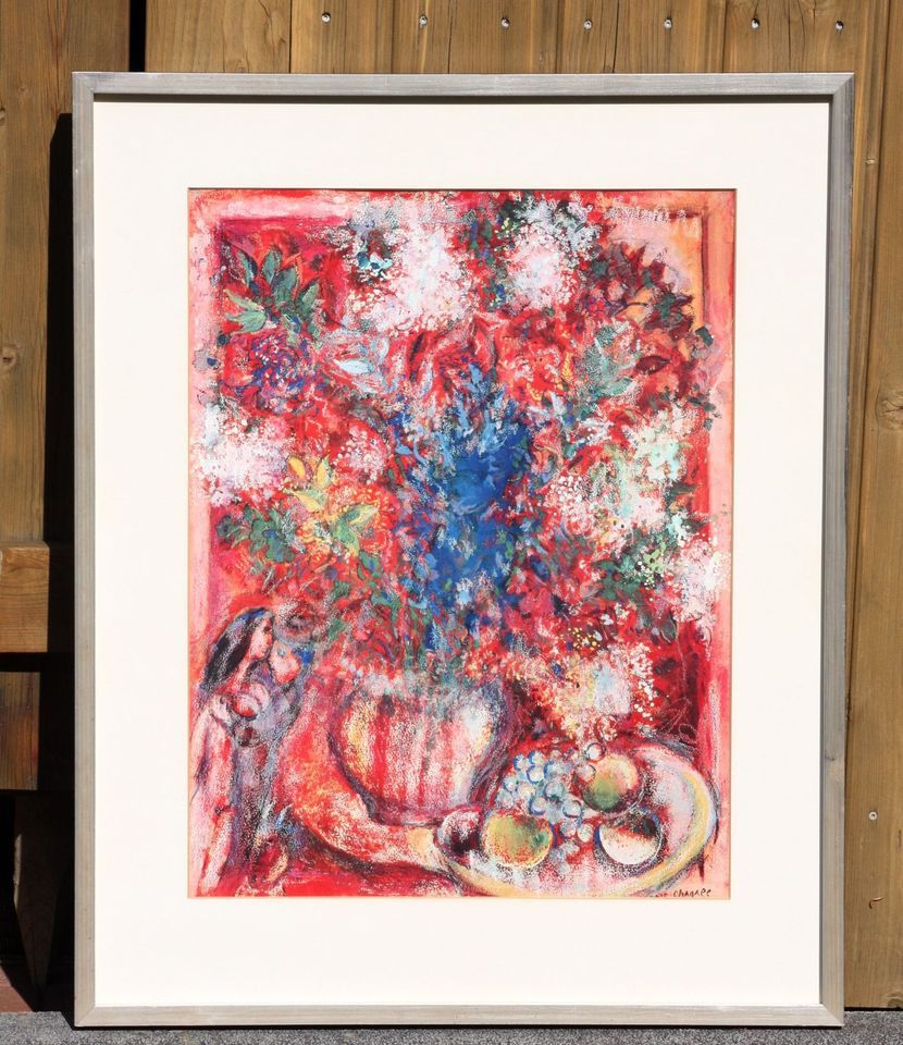 Kunstdruck Lithografie von Marc Chagall rote Blume 1950 in Unna