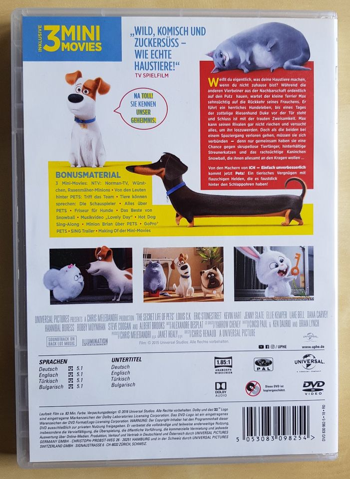 Pets DVD Animation Haustiere Kinderfilm Illumination Mini Movies in Saarbrücken