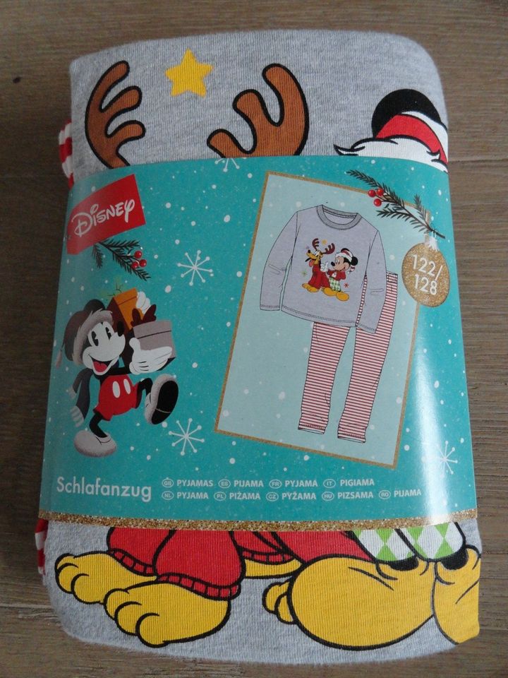 *NEU OVP* Schlafanzug Gr. 122 128 Pyjama Mickey Mouse Weihnachten in Maintal