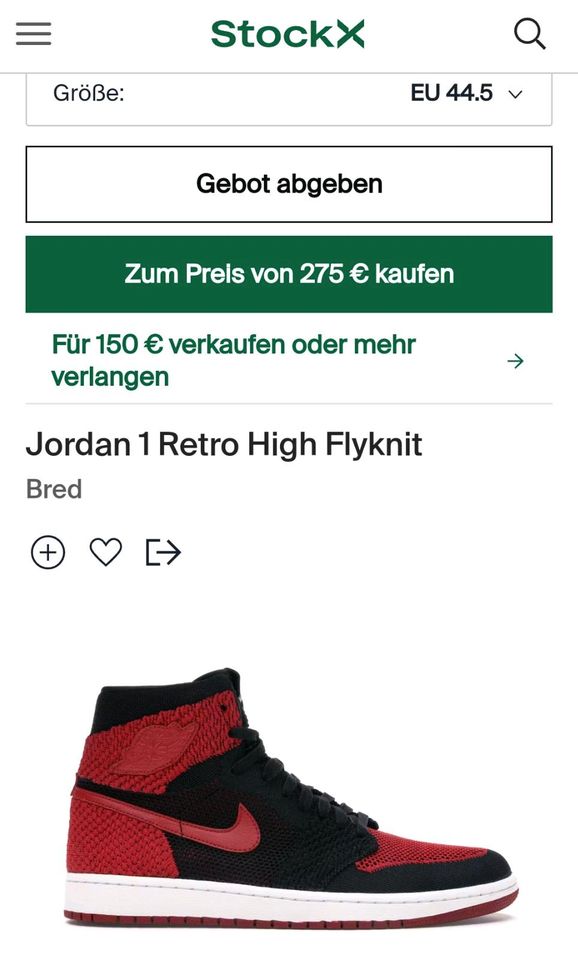 Nike Jordan 1 Retro High Flyknit Sehr selten in Höchberg