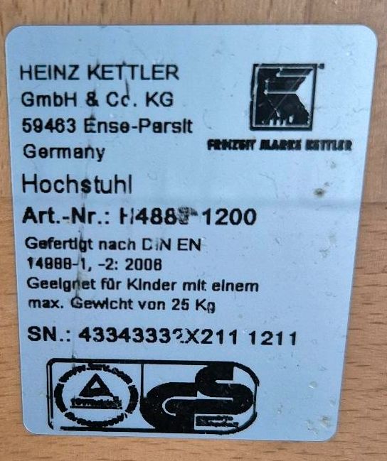 Hochstuhl, Kinderstuhl, Kindersitz, Fa. Kettler mit Tisch in Bremerhaven