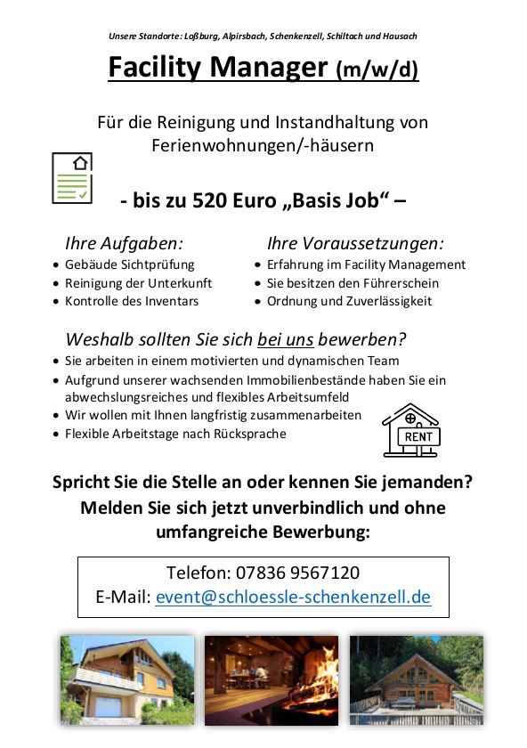 MINIJOB-Bewerben Sie sich als Faciliy Manager  *Loßburg in Loßburg