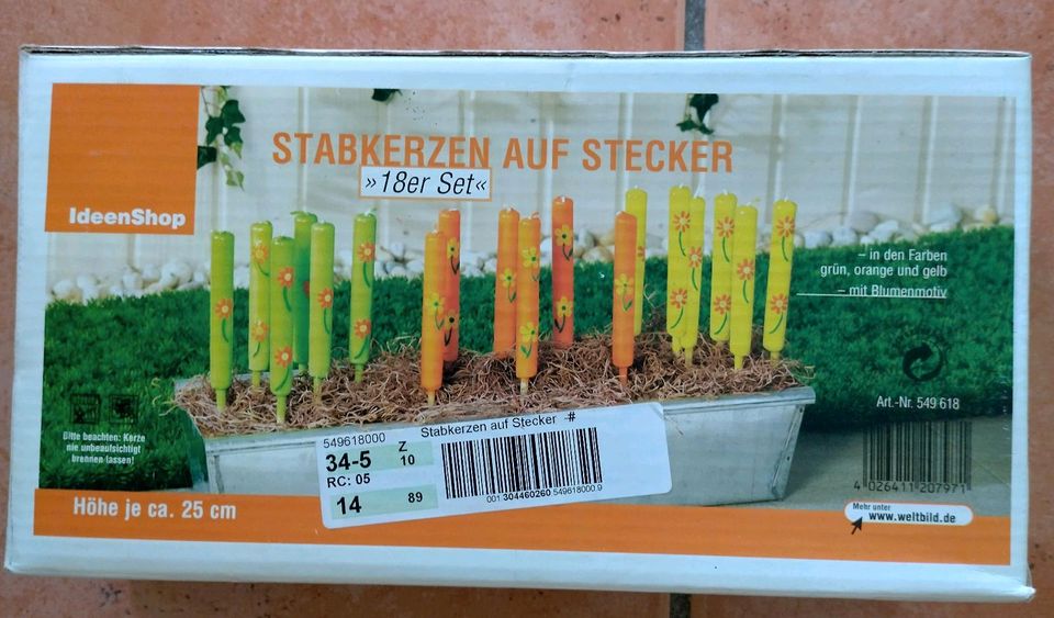 Stabkerzen "Flower Power", 18er Set in Mertloch