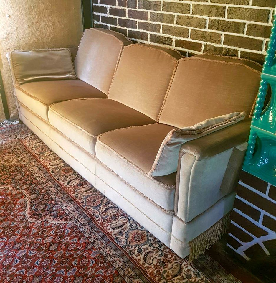 Sofa 3-Sitzer – beige/grau Velour in Grünwald