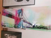 Neuwertiges großes Glasbild/ Bild New York Brooklyn Bridge bunt Hessen - Lohfelden Vorschau