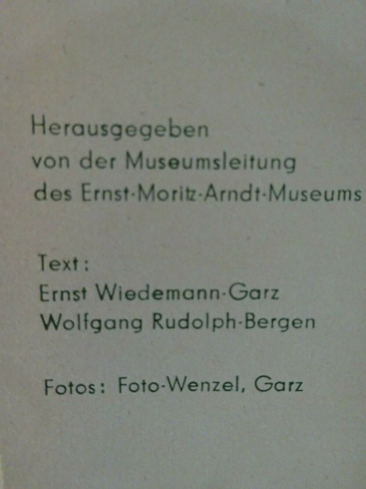 DDR-MUSEUMSFÜHRER " ERNST-MORITZ-ARNDT-MUSEUM ZU GARZ" 1957 in Sassnitz