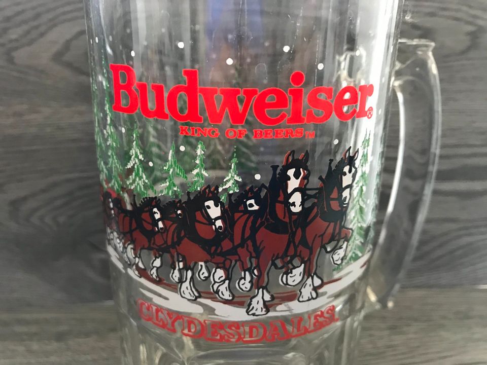 Selten! Sammlerstück Budweiser Krug Clydesdales 1989 USA Vintage in Bonn