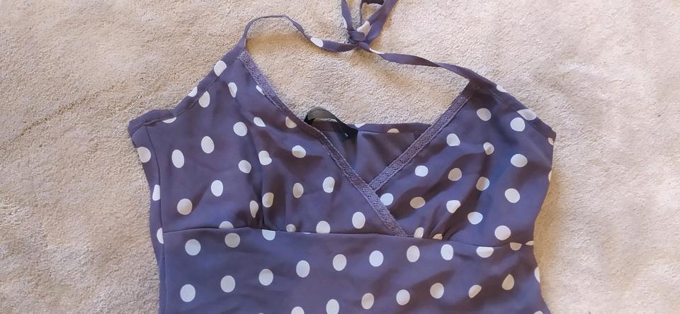 Kleid 38 Neckholder Sommerkleid Neckholderkleid grau Punkte in Guben