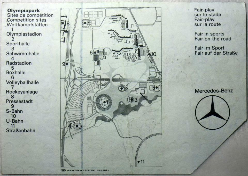 Eintrittskarte - Olympiade 1972 München - Leichtathletik 2.9.1972 in Minden