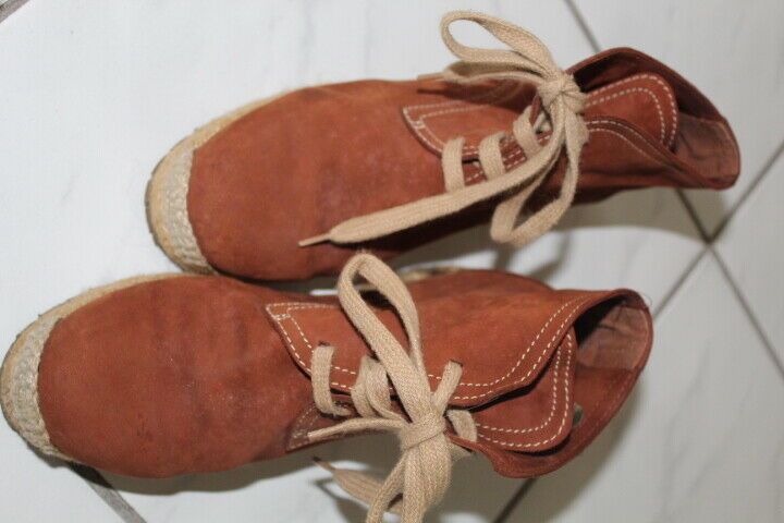 Espadrilles Schnürschuhe Leder cognac,made in Spain, Gr.36 in Vechelde