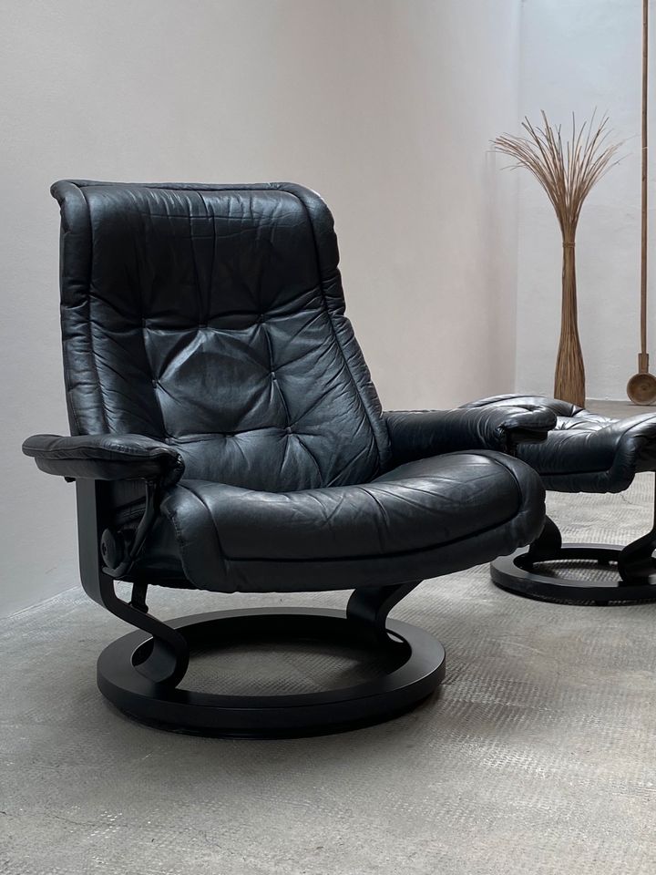 Stressless Ekornes Schwarz Relax Liege Drehsessel Sessel Leder in Reutlingen