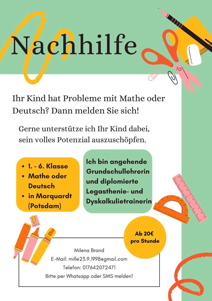 Nachhilfe Mathe Deutsch in Potsdam