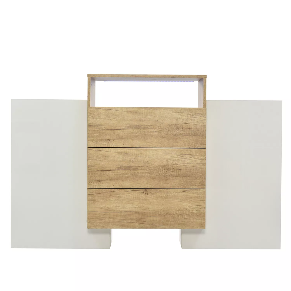 Sideboard Schrank Kommode LED Hochglanz Weiß Beistellschrank in Merenberg