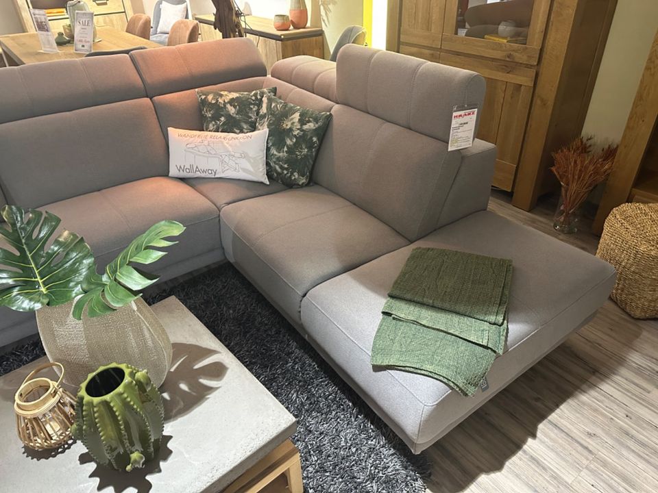 Ecksofa Stoff grau mit Relaxfunktion in Nauroth