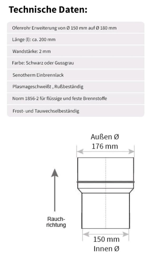 ERWEITERUNG OFENROHR 150 zu 180 in Kamenz