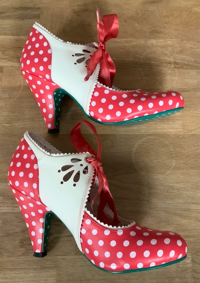 BANNED High Heels "Beth" weiß/rot Polka Dot Gr. 36 OVP in Erftstadt