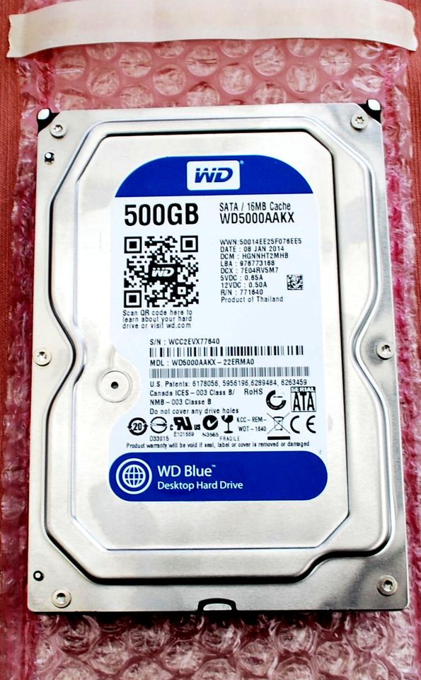 Festplatte HDD 3.5", 500 GB, wenig gelaufen, frisch formatiert in Saarbrücken