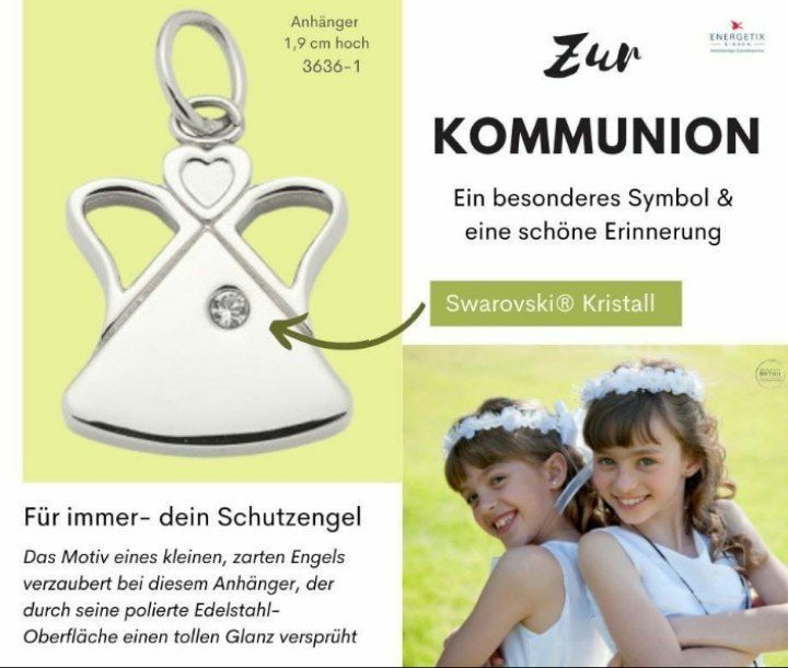 Edelstahl-Anhänger in Engelsform mit Swarovski® Kristall in Bobingen