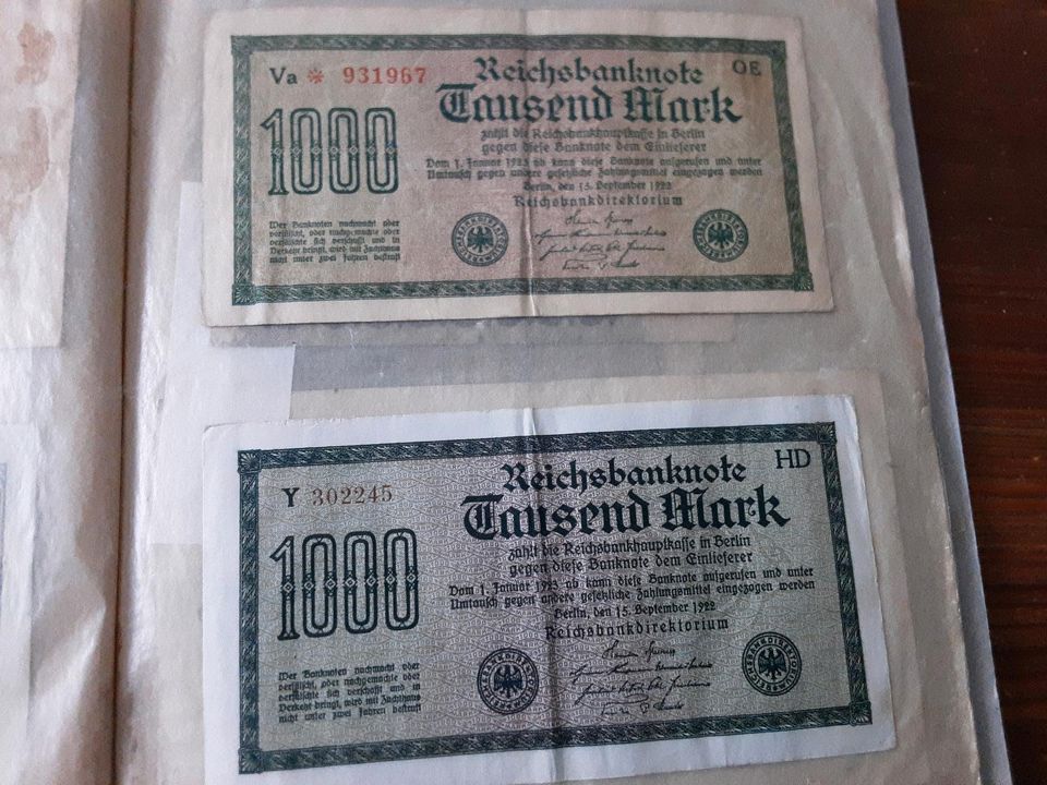 Deutsche Reichsbanknoten in Freiberg