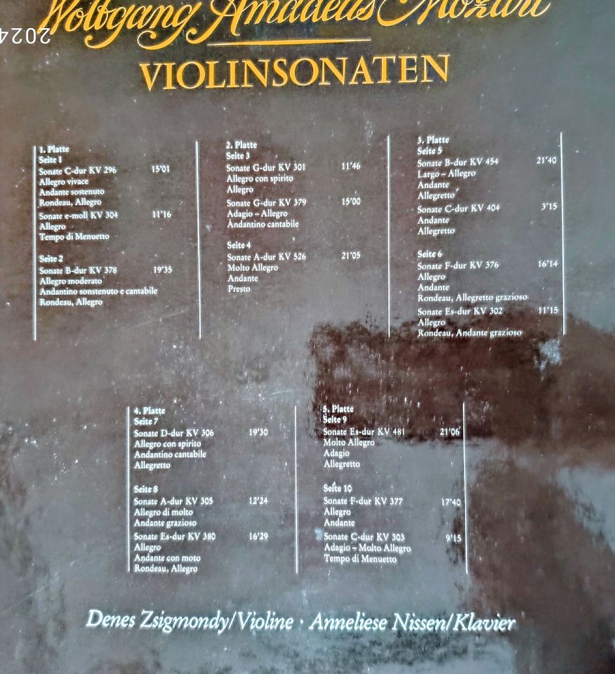 Amadeus Mozart 16 Violinsonaten  auf 5 Vinyl-Lps in München