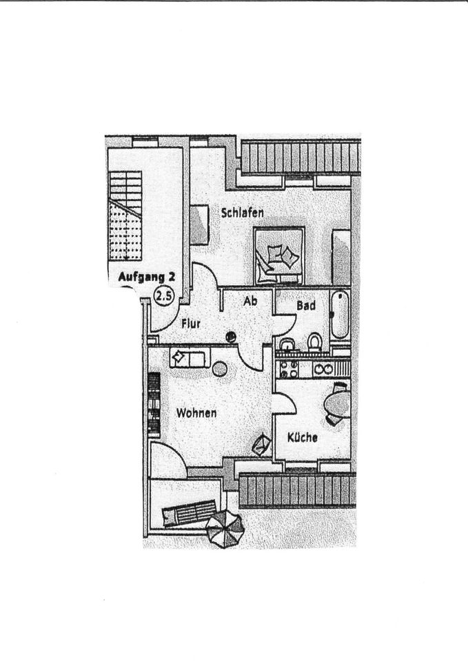 2-Zimmer-Wohnung mit Fliesenboden, Balkon & Wanne in Biederitz (Wolt. 61-11) in Biederitz