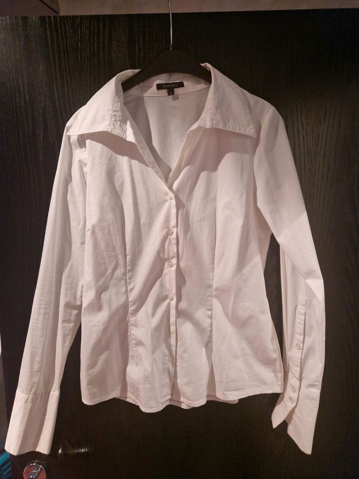Weisse weiße Bluse  Gr.L Marke AMISU top in Mainaschaff