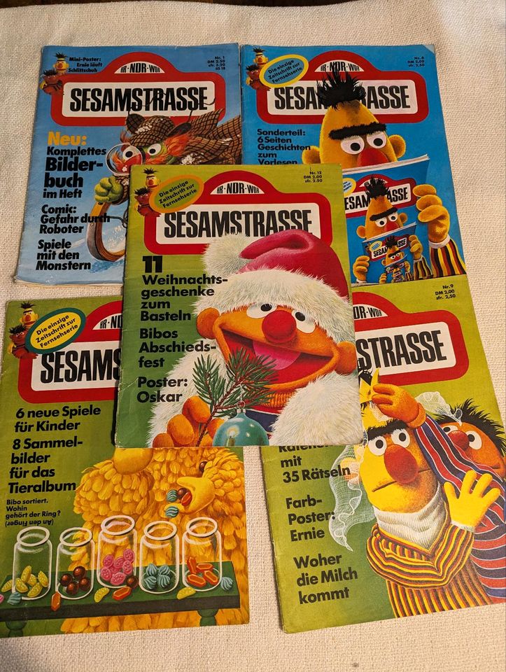 Sesamstraße-Zeitschriften, Nr. 1, 5, 6, 9 und 12, 70er, Oskar in Hamburg