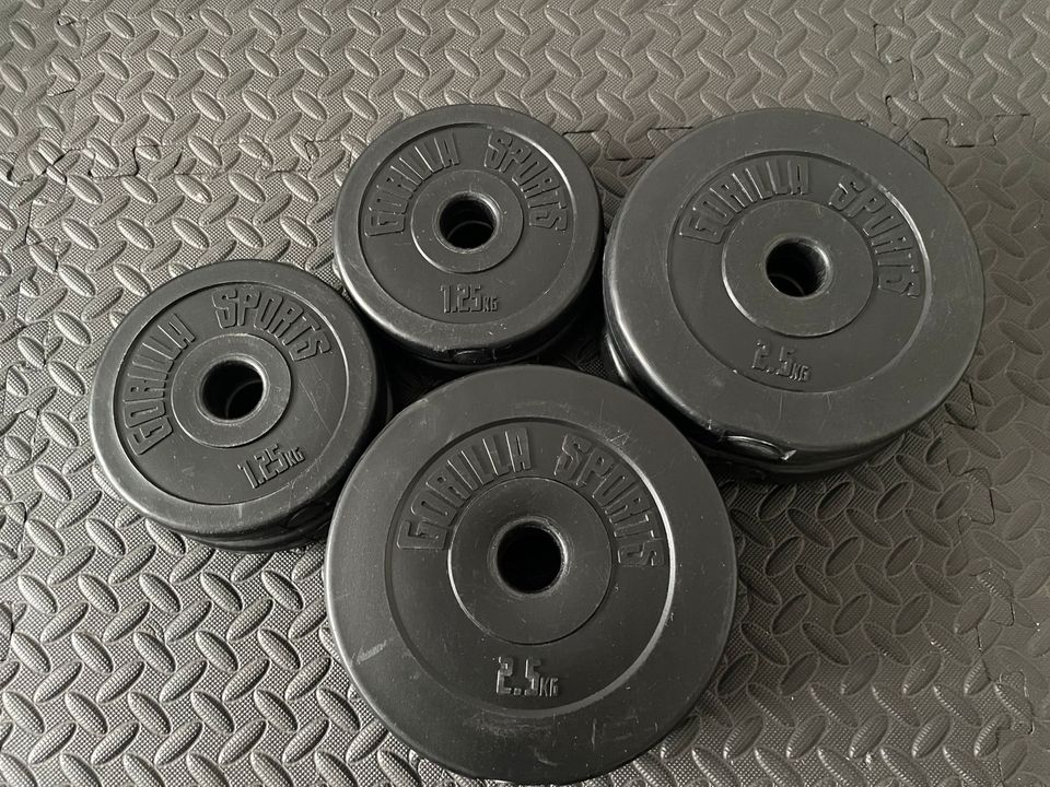 Hantelscheiben Kunststoff von Gorilla Sports 4x 1,25 kg,4x 2,5 kg in Fulda