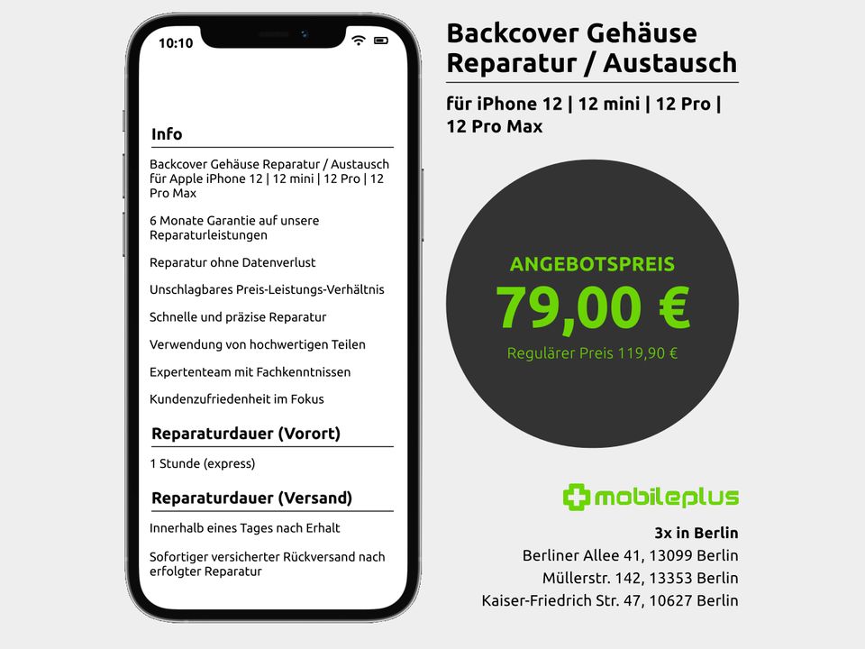 Backcover Reparatur iPhone 12 | 12 mini | 12 Pro | 12 Pro Max in Berlin