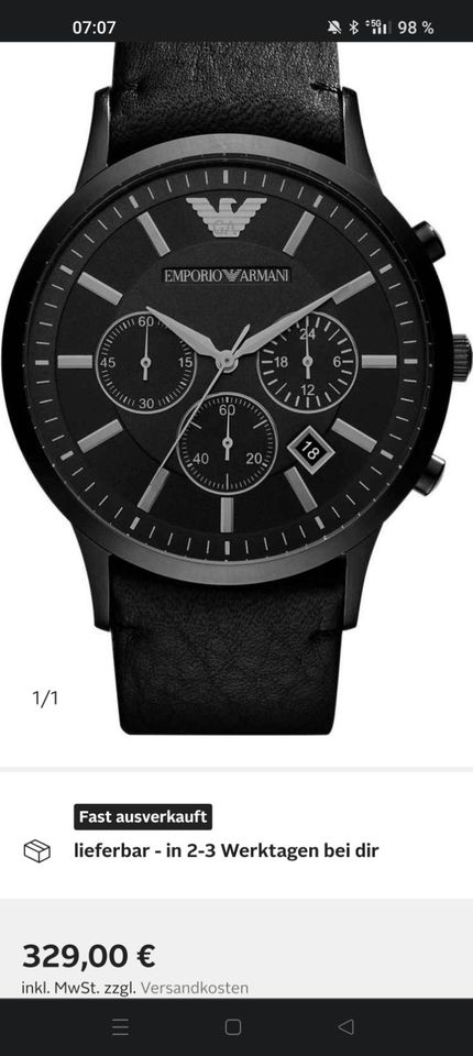 Emporio Armani Chronograph AR2461 Herrenuhr Armbanduhr Herren in Pfedelbach