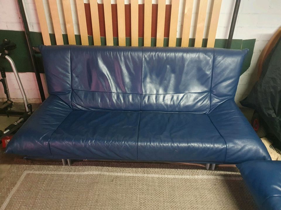 Rolf Benz 2x Leder Sofa Couch Blau, gut erhalten in Essen
