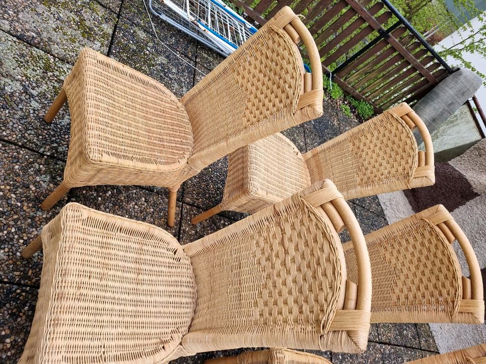 6 Bambú stuhl...An einem der Stühle muss ein Stück Bambus reparie in Neunkirchen
