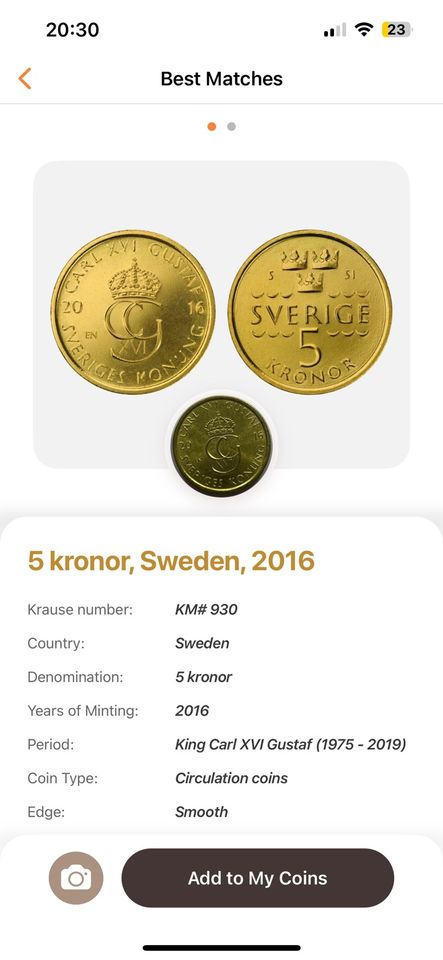 Münze - 5 Kronor, Sweden 2016 in Olbernhau