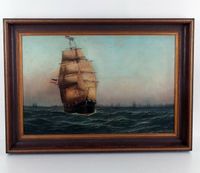 Ölgemälde Antonio N Jacobsen 1882 Segelschiff Öl Holz signiert Nordrhein-Westfalen - Würselen Vorschau